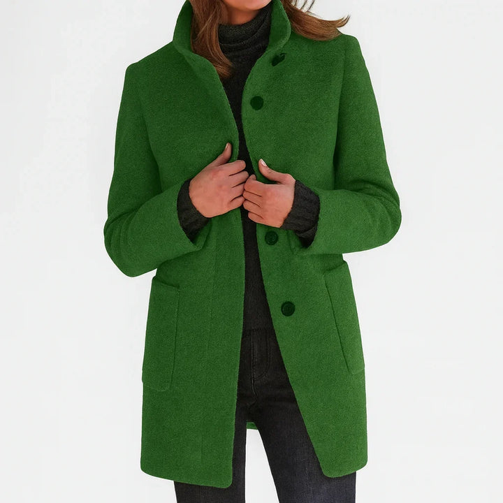 Women's Felted Wool Coat with Stand Collar