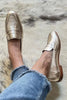 Gold Metallic Slip-On Penny Loafers