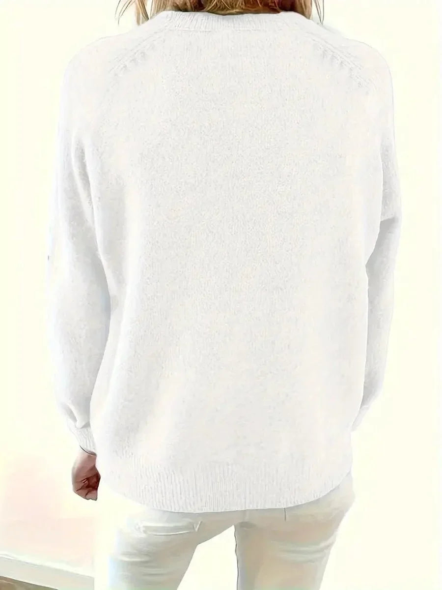 Half Button V-Neck Knit Sweater