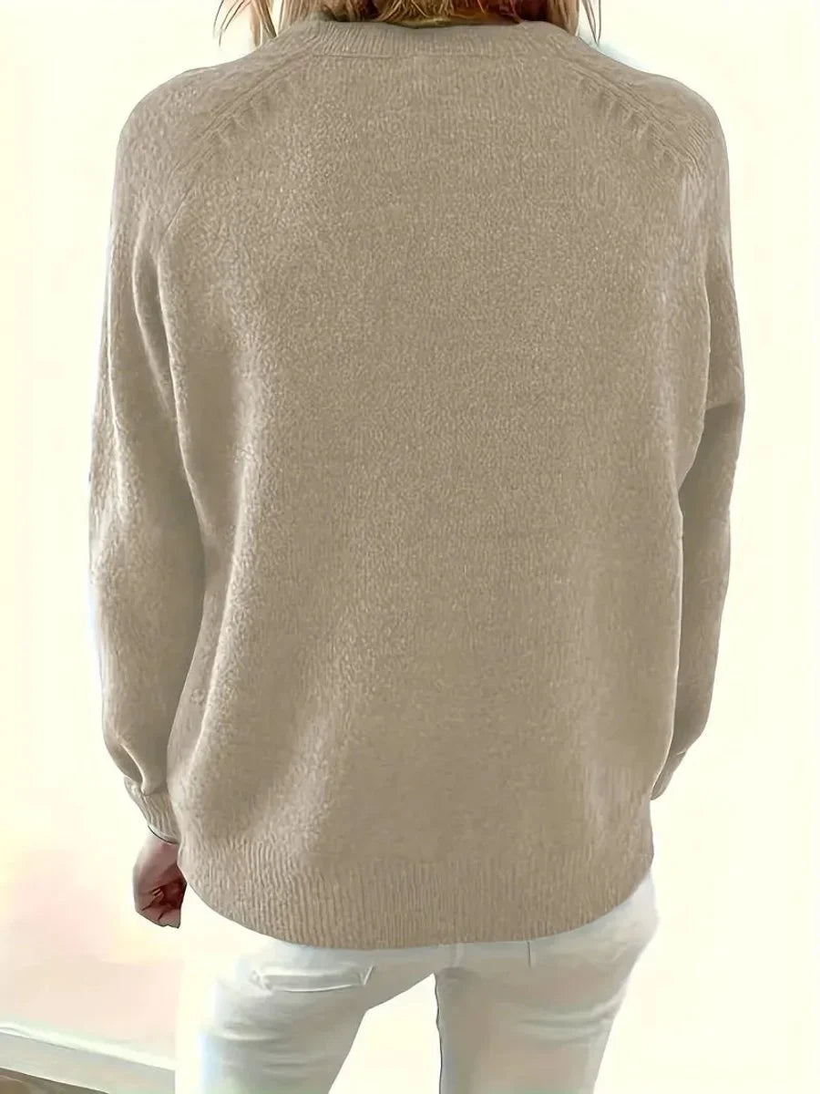 Half Button V-Neck Knit Sweater