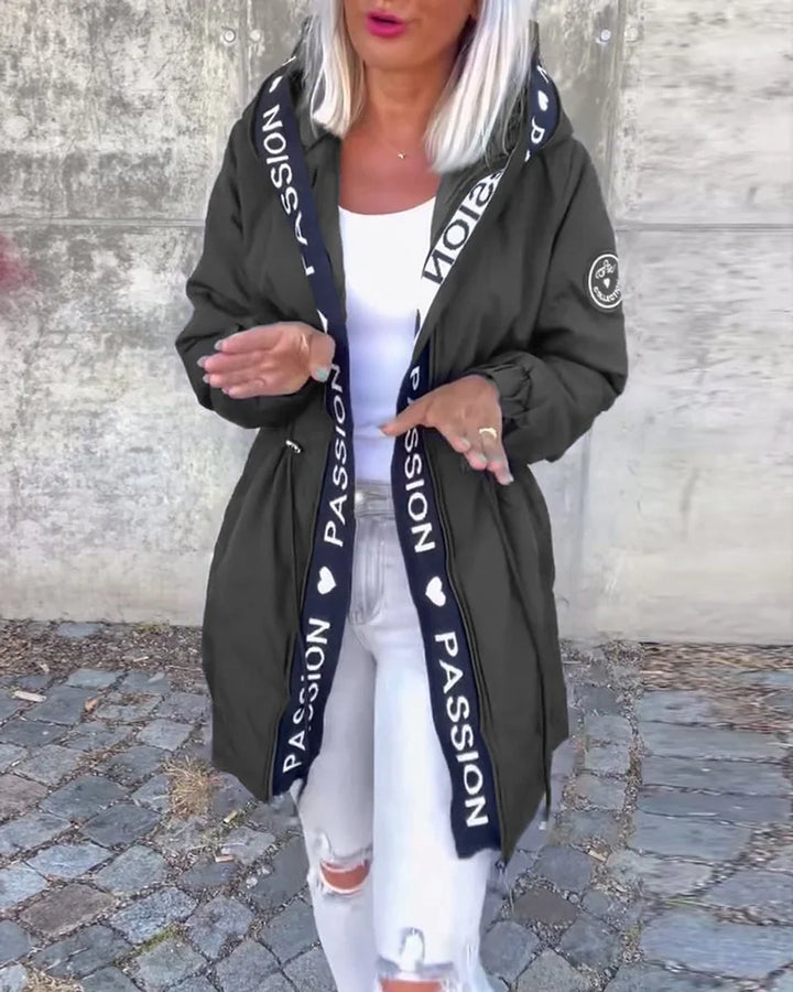 Hooded Drawstring Midi Parka Coat