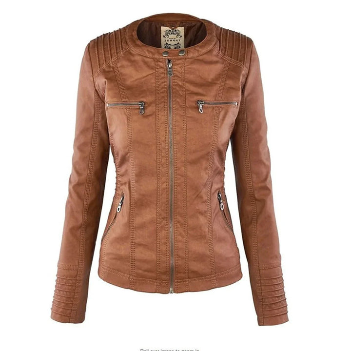 Faux Leather Moto Coat with Removable Hood