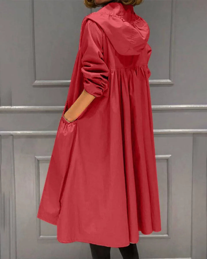 Women's Hooded Waterproof Zip-Up Trench Coat