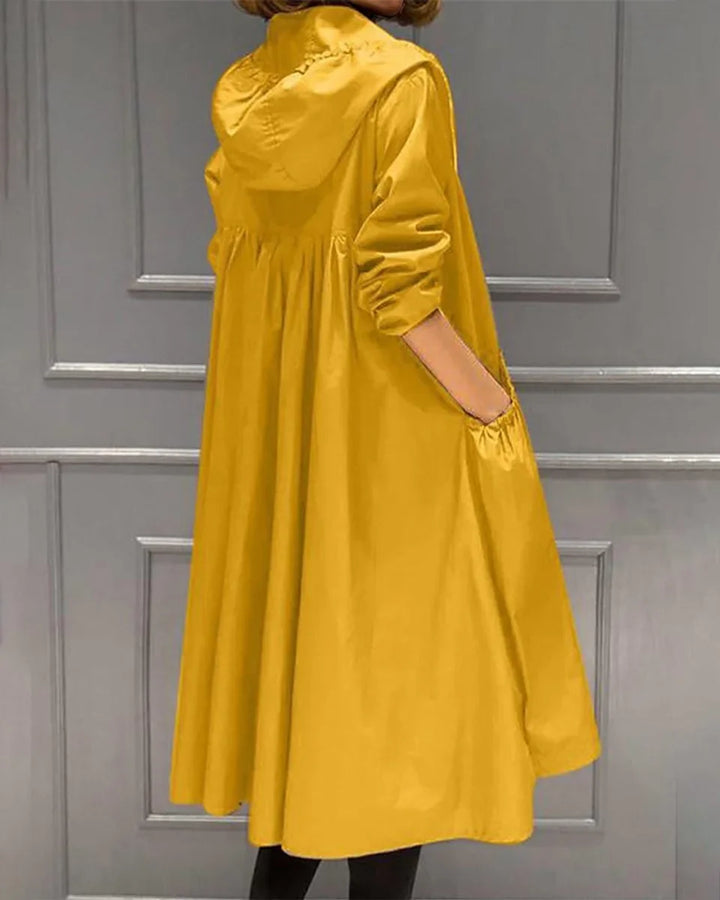 Women's Hooded Waterproof Zip-Up Trench Coat