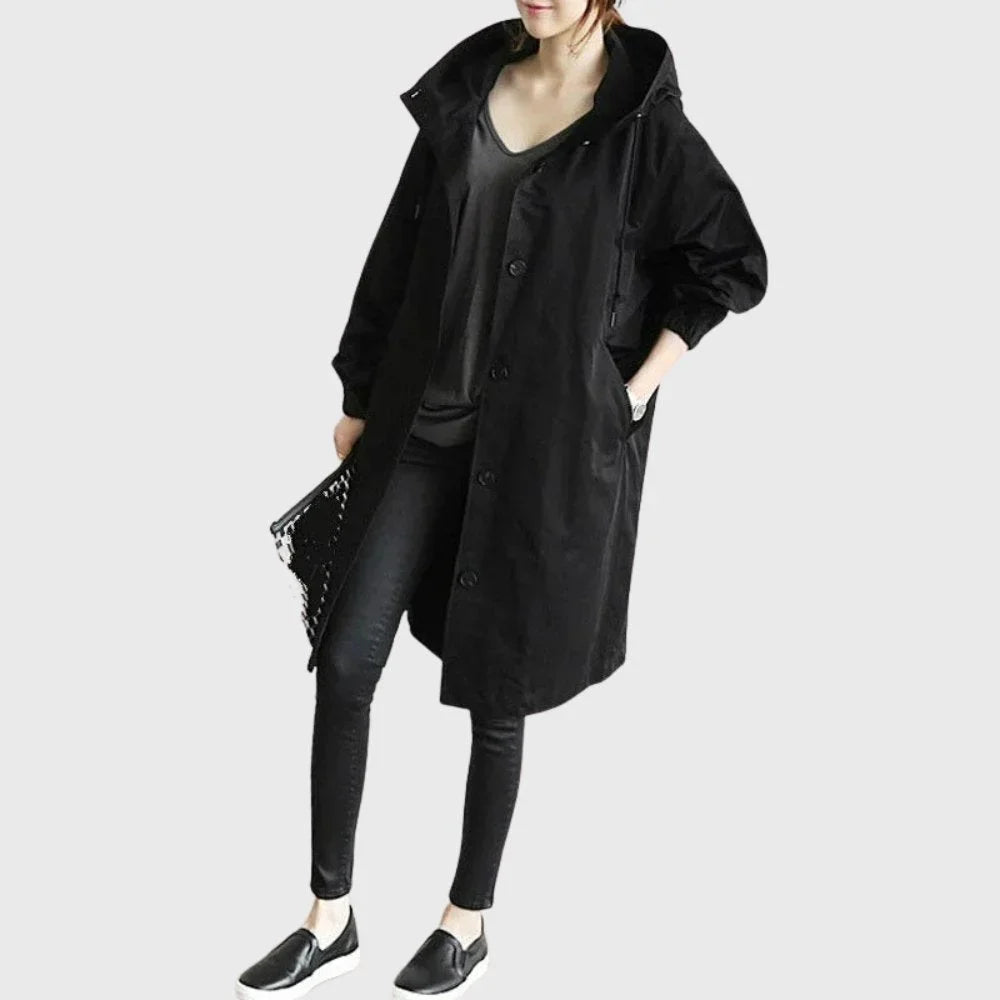 Hooded Waterproof Longline Trench Coat