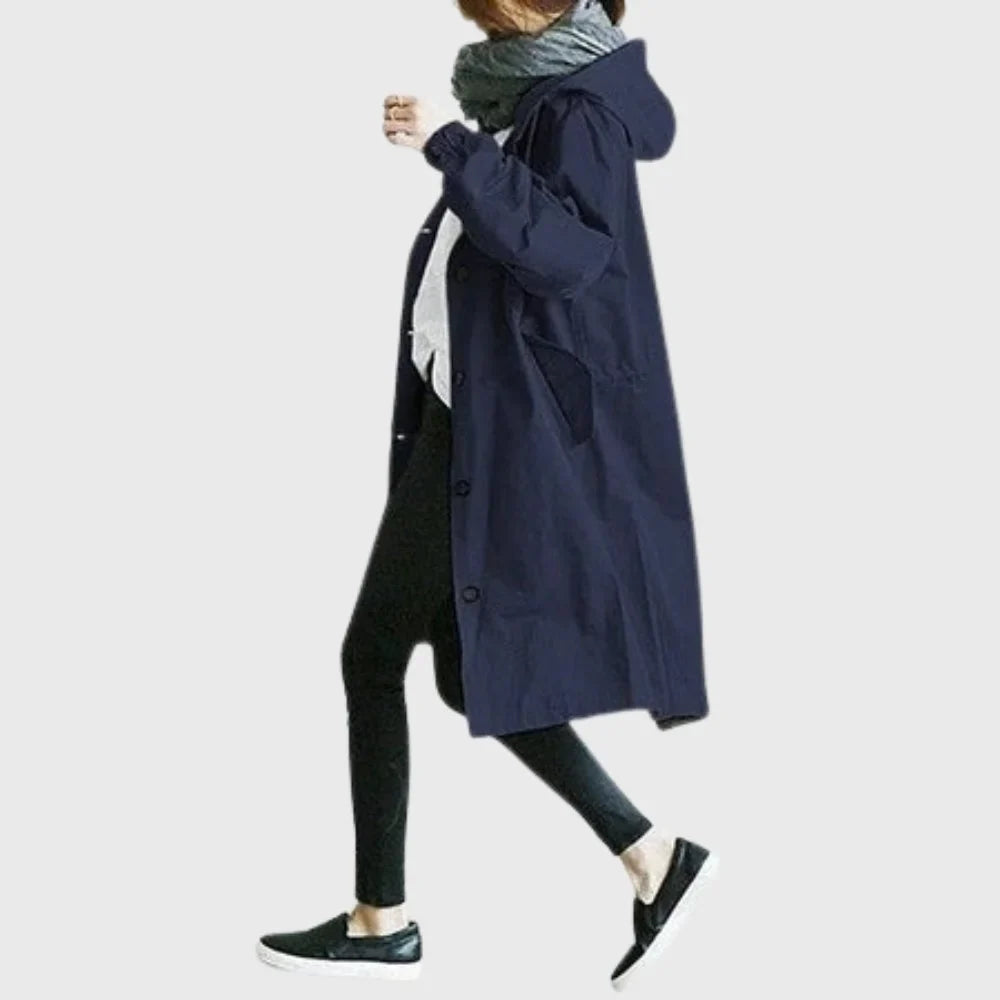 Hooded Waterproof Longline Trench Coat