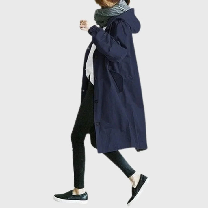 Hooded Waterproof Longline Trench Coat