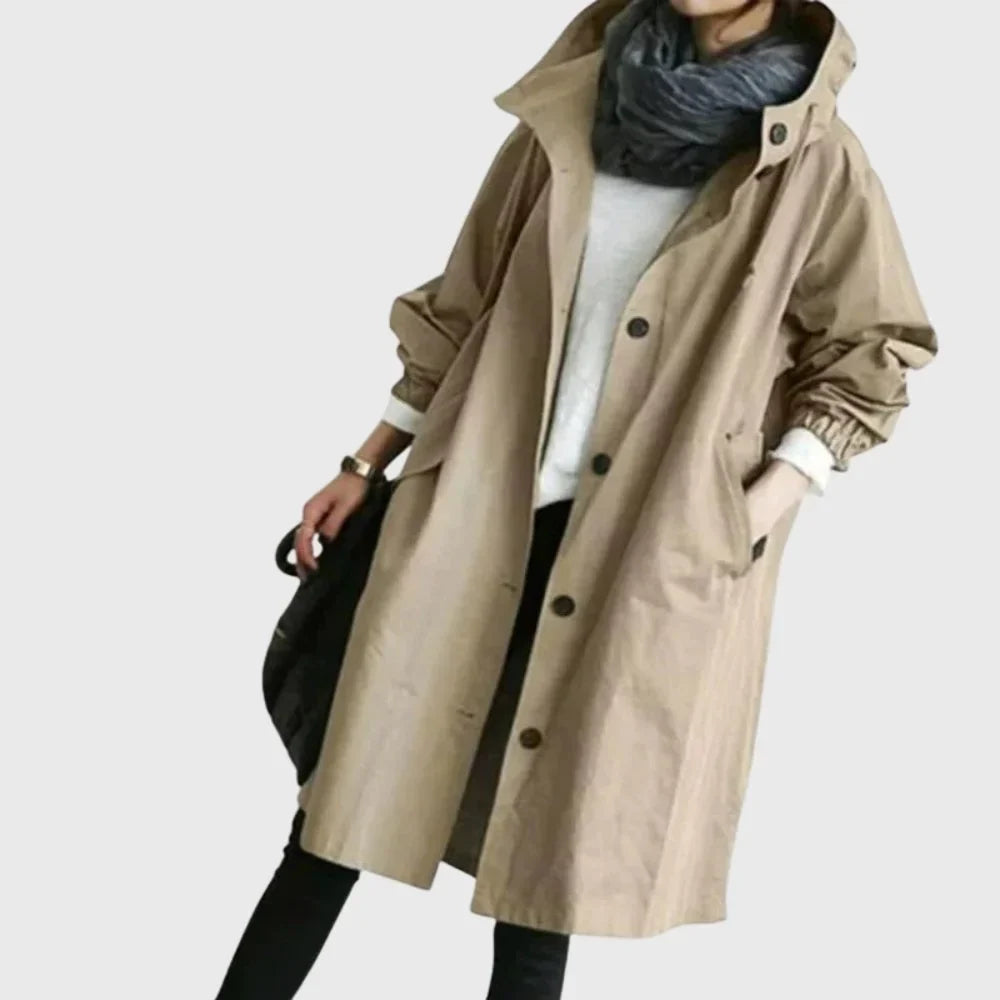 Hooded Waterproof Longline Trench Coat