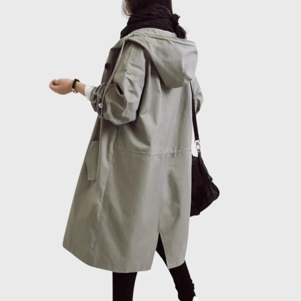 Hooded Waterproof Longline Trench Coat