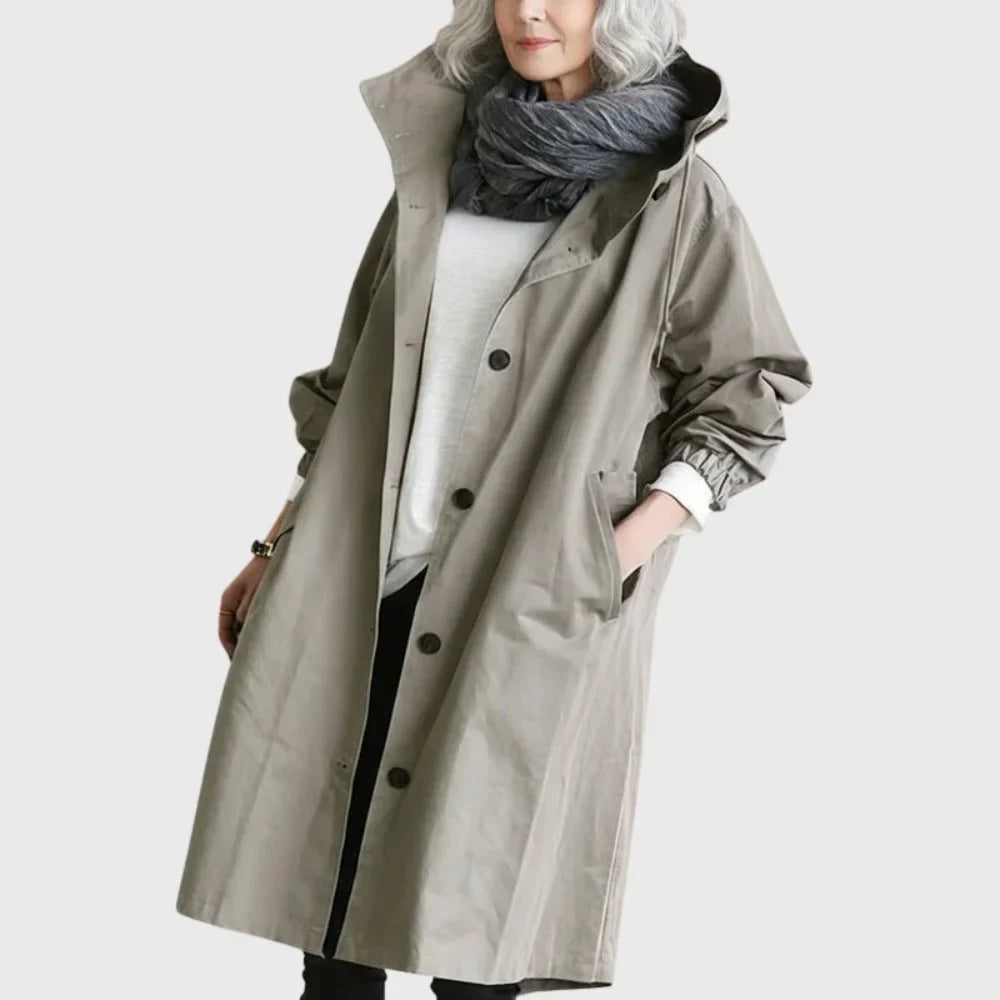 Hooded Waterproof Longline Trench Coat