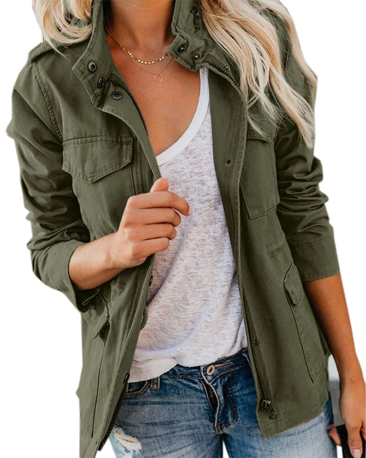 Utility Field Jacket with Zip-Front Stand Collar