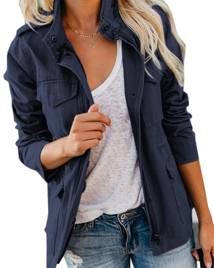 Utility Field Jacket with Zip-Front Stand Collar