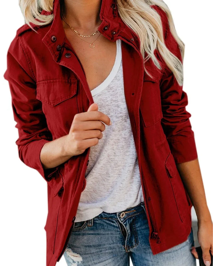 Utility Field Jacket with Zip-Front Stand Collar