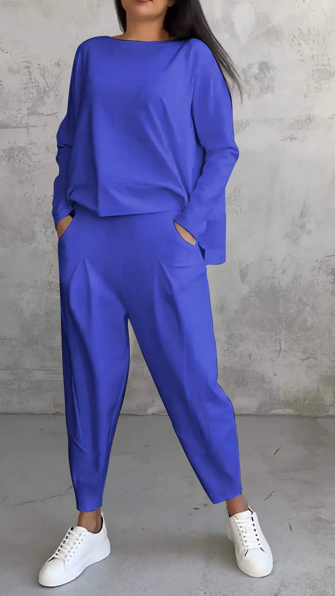 Knit Two-Piece Lounge Set with Boat Neck Top
