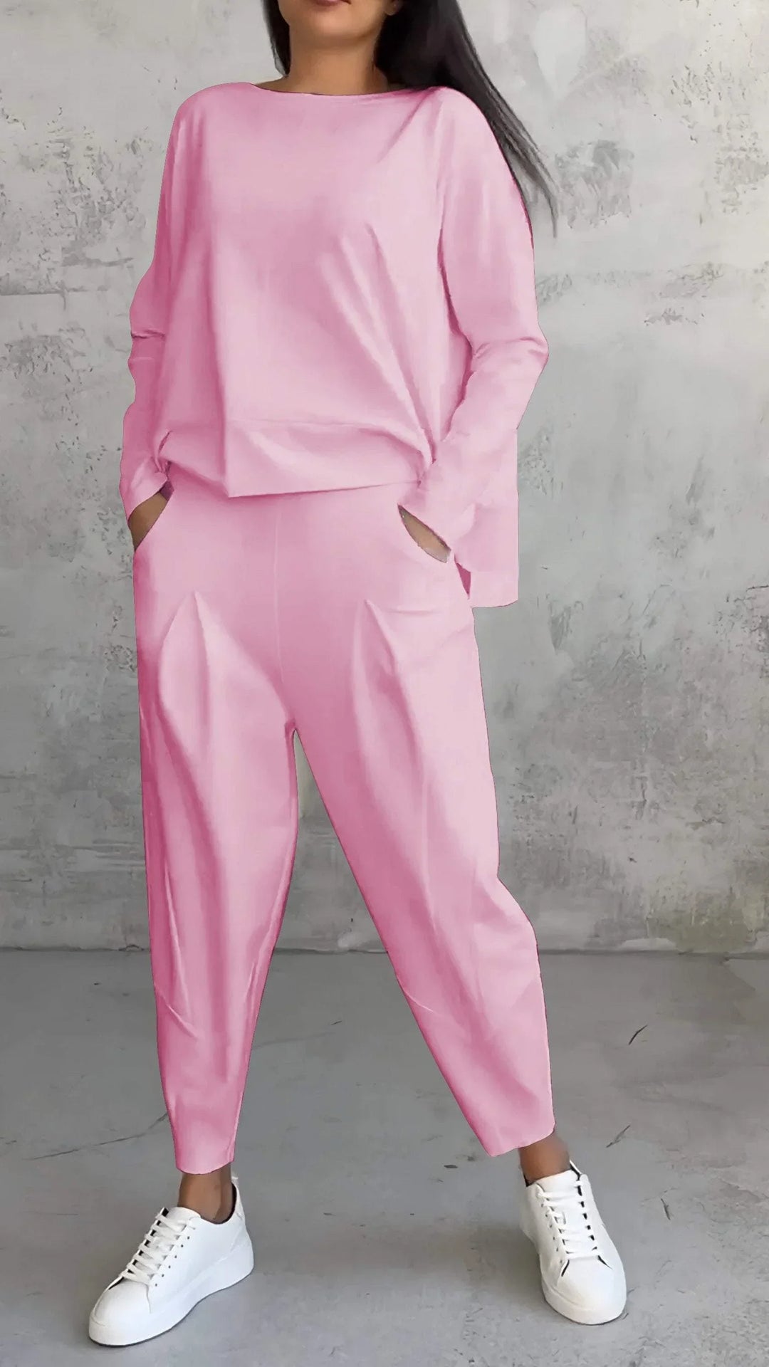 Knit Two-Piece Lounge Set with Boat Neck Top