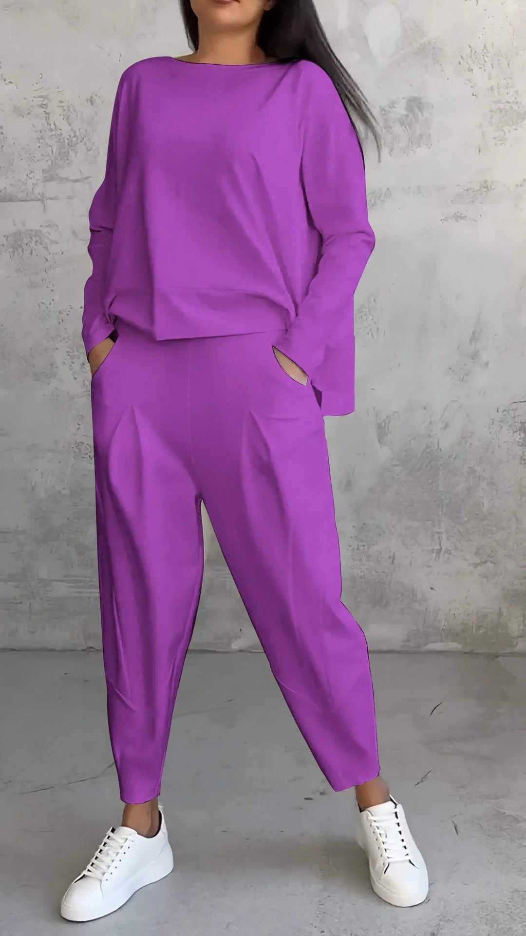 Knit Two-Piece Lounge Set with Boat Neck Top