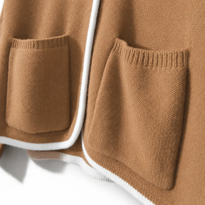 Knit Button-Front Cardigan with Contrast Trim