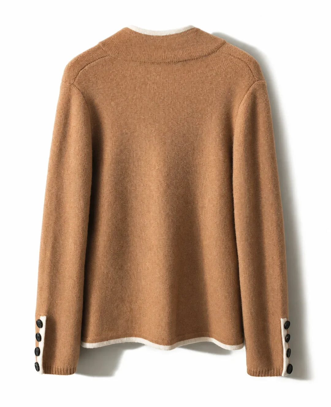 Knit Button-Front Cardigan with Contrast Trim