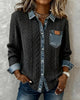 Women's Cable-Knit Long-Sleeve Top with Denim Trim