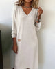 Knit Midi Dress With V-Neck And Patch Detail
