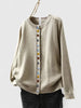 Relaxed Crewneck Button-Front Cardigan