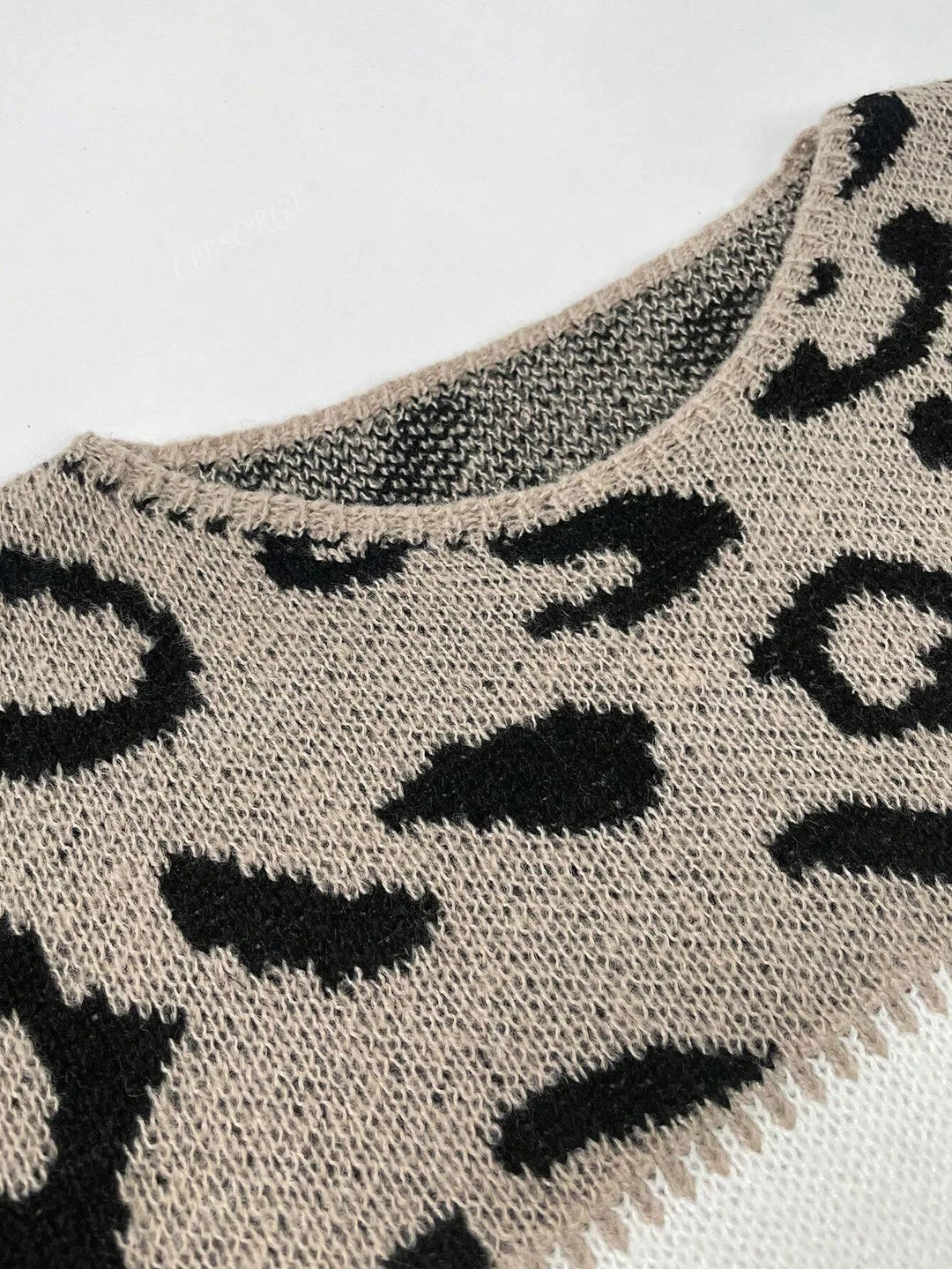 Women's Leopard Print Colour-Block Knit Sweater