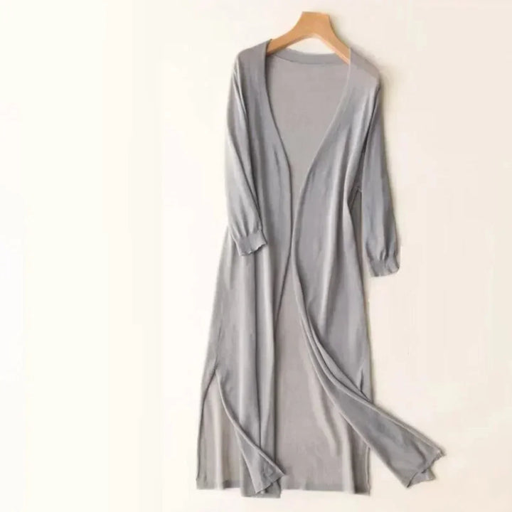 Lightweight Open-Front Long Knit Cardigan