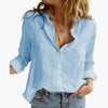 Linen Long Sleeve Shirt with Collared V-Neck