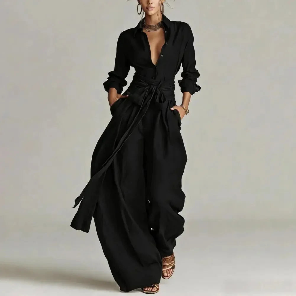 Women's Linen Shirt and Wide Leg Trousers Co-Ord Set
