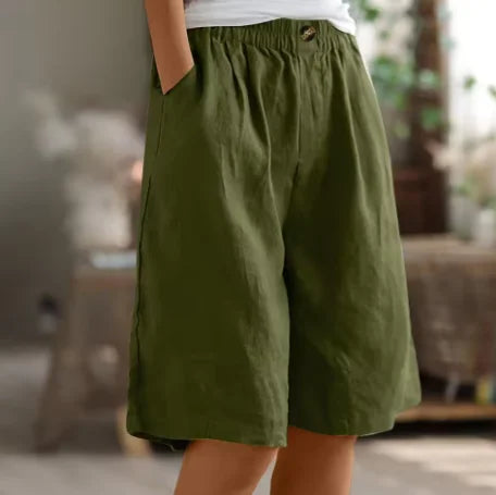 Linen Relaxed-Fit Knee-Length Shorts
