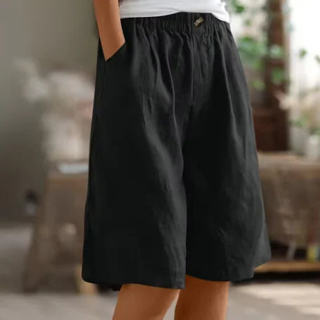 Linen Relaxed-Fit Knee-Length Shorts