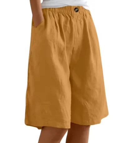 Linen Relaxed-Fit Knee-Length Shorts