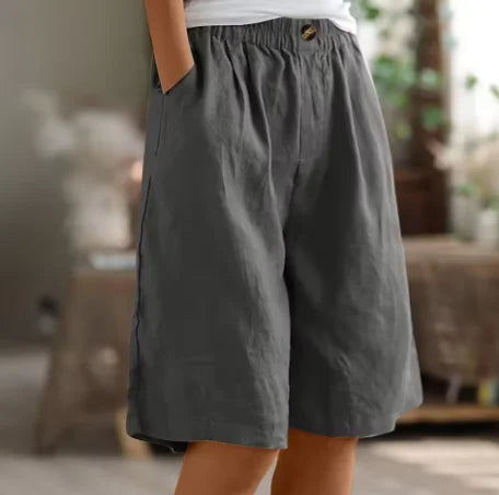 Linen Relaxed-Fit Knee-Length Shorts
