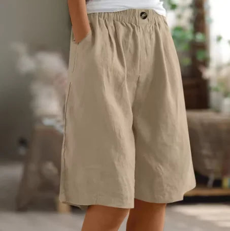 Linen Relaxed-Fit Knee-Length Shorts