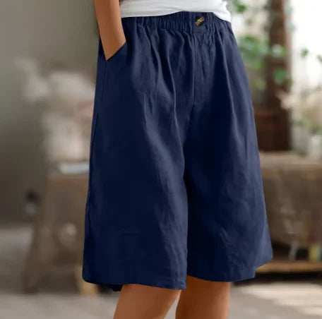 Linen Relaxed-Fit Knee-Length Shorts