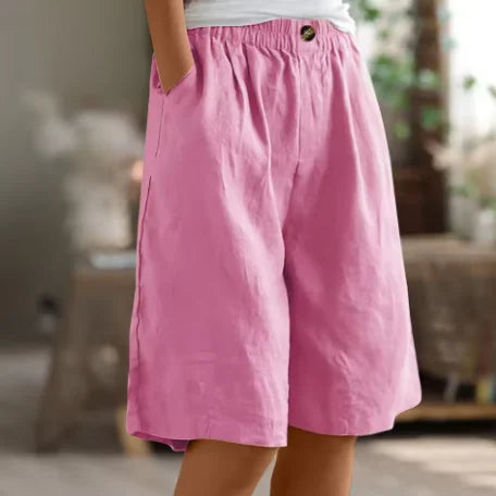Linen Relaxed-Fit Knee-Length Shorts
