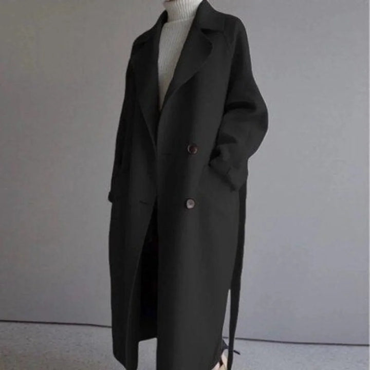 Women's Long Double-Breasted Cashmere Blend Coat