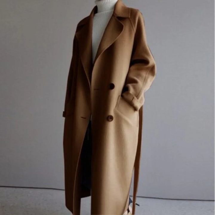 Women's Long Double-Breasted Cashmere Blend Coat