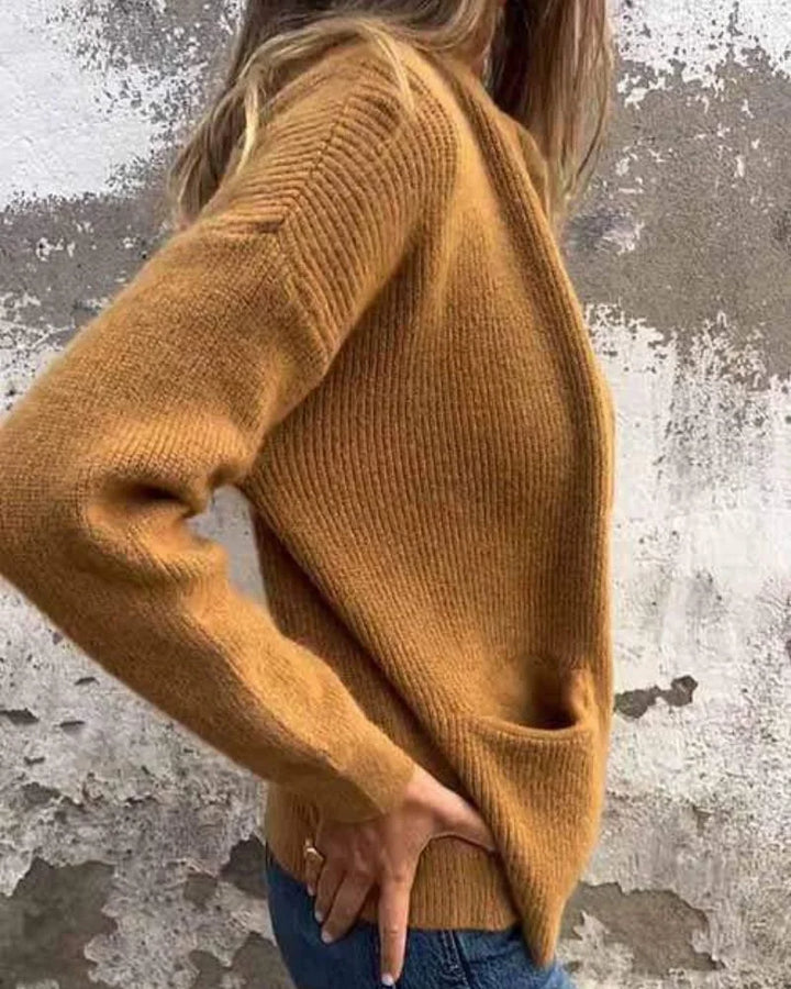 Ribbed Knit Full-Zip Cardigan Sweater with Pockets