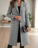 Long Tailored Wool Coat with Notched Lapel