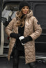 Metallic Quilted Hooded Long Puffer Coat