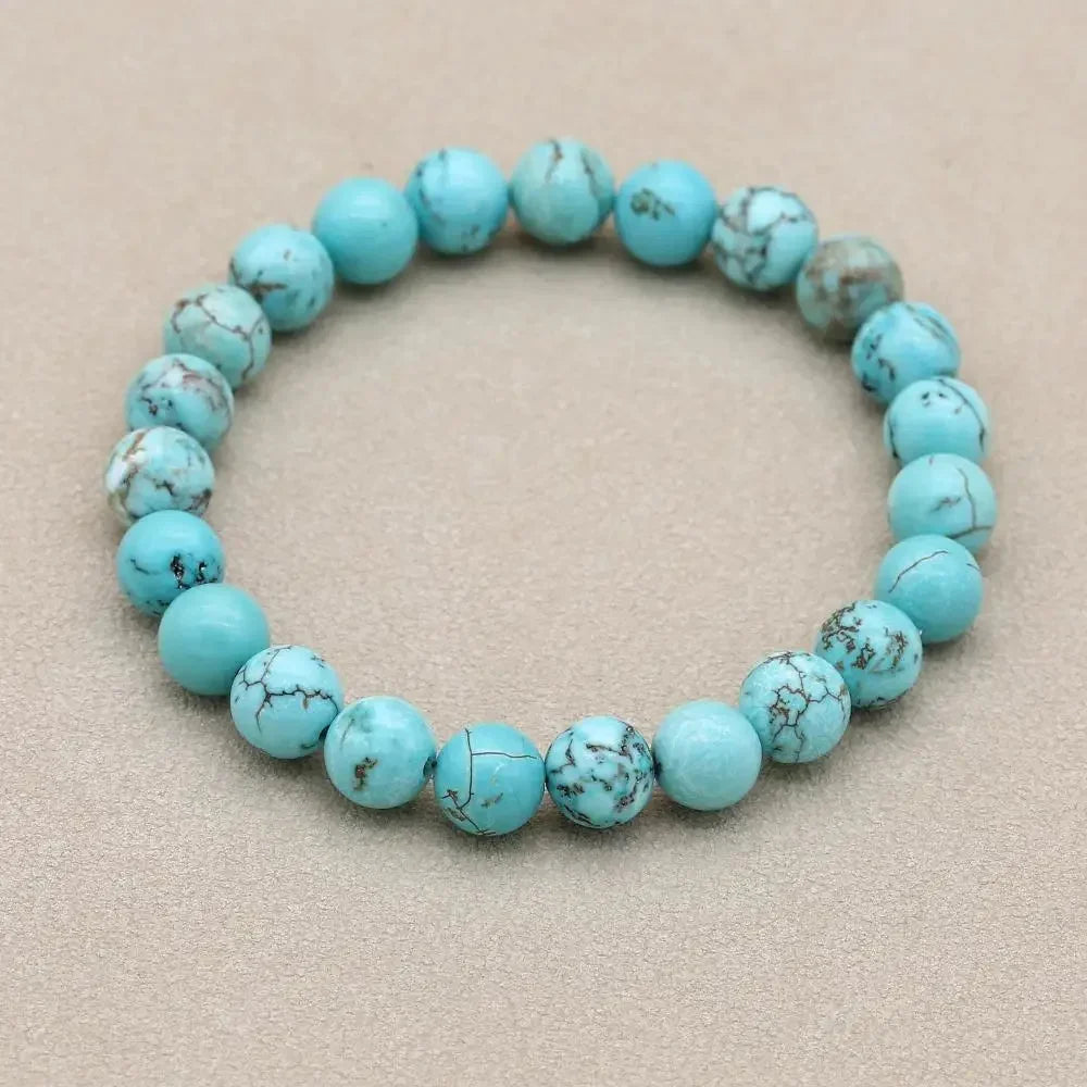 Natural Turquoise Stone Beaded Stretch Bracelet