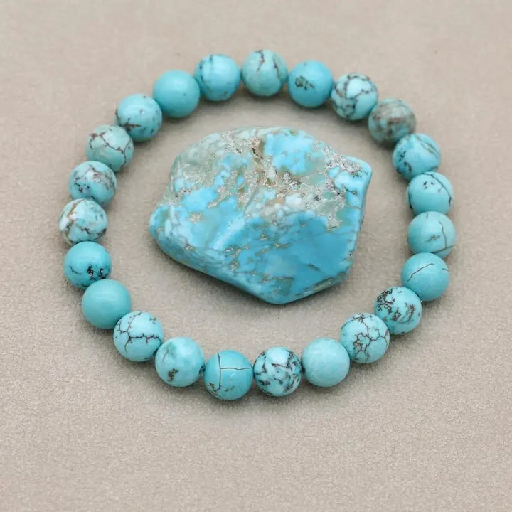 Natural Turquoise Stone Beaded Stretch Bracelet