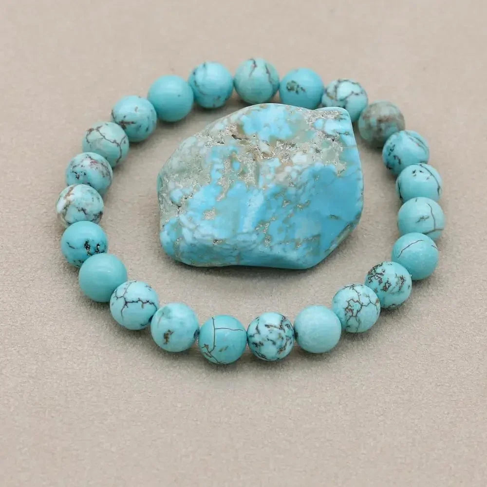 Natural Turquoise Stone Beaded Stretch Bracelet