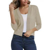 Open-Front Cropped Cardigan with Three-Quarter Sleeves