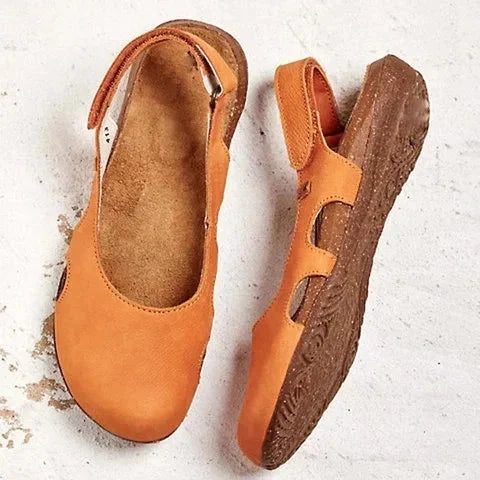 Cushioned Closed-Toe Slingback Sandals with Cut-Out Sides