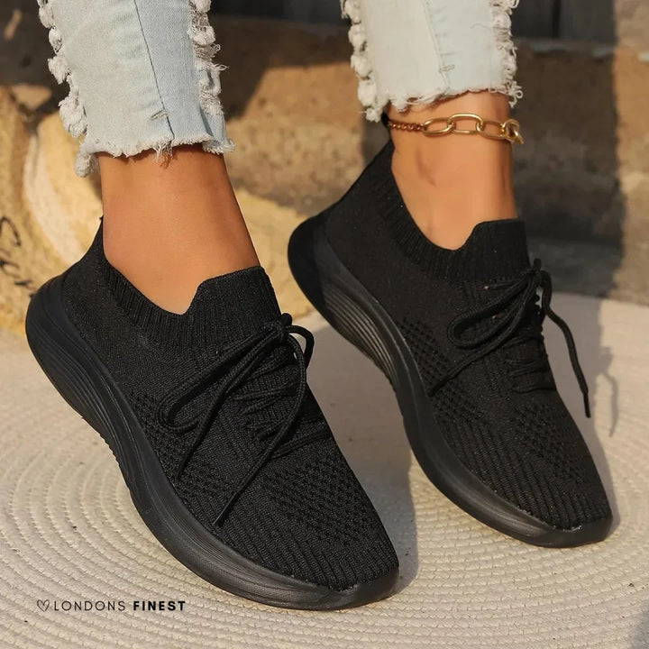 Knit Lace-Up Trainers with Sock-Like Ankle