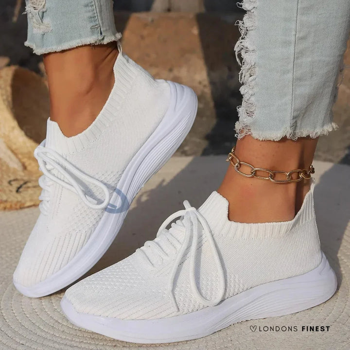 Knit Lace-Up Trainers with Sock-Like Ankle