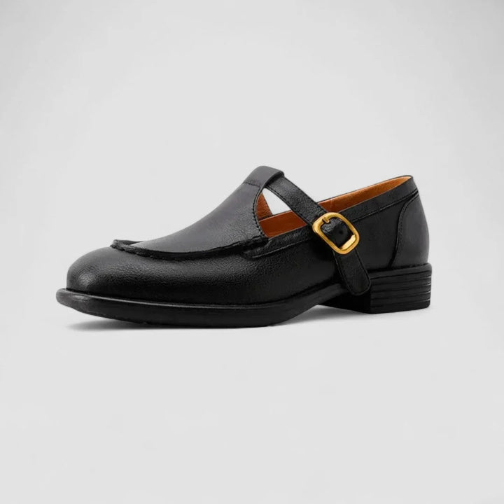 Square-Toe Leather Mary Jane Shoes with Cushioned Support