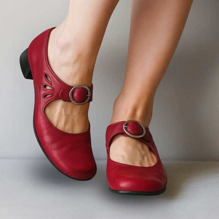 Women's Vegan Leather Mary Jane Shoes with Cut-Outs